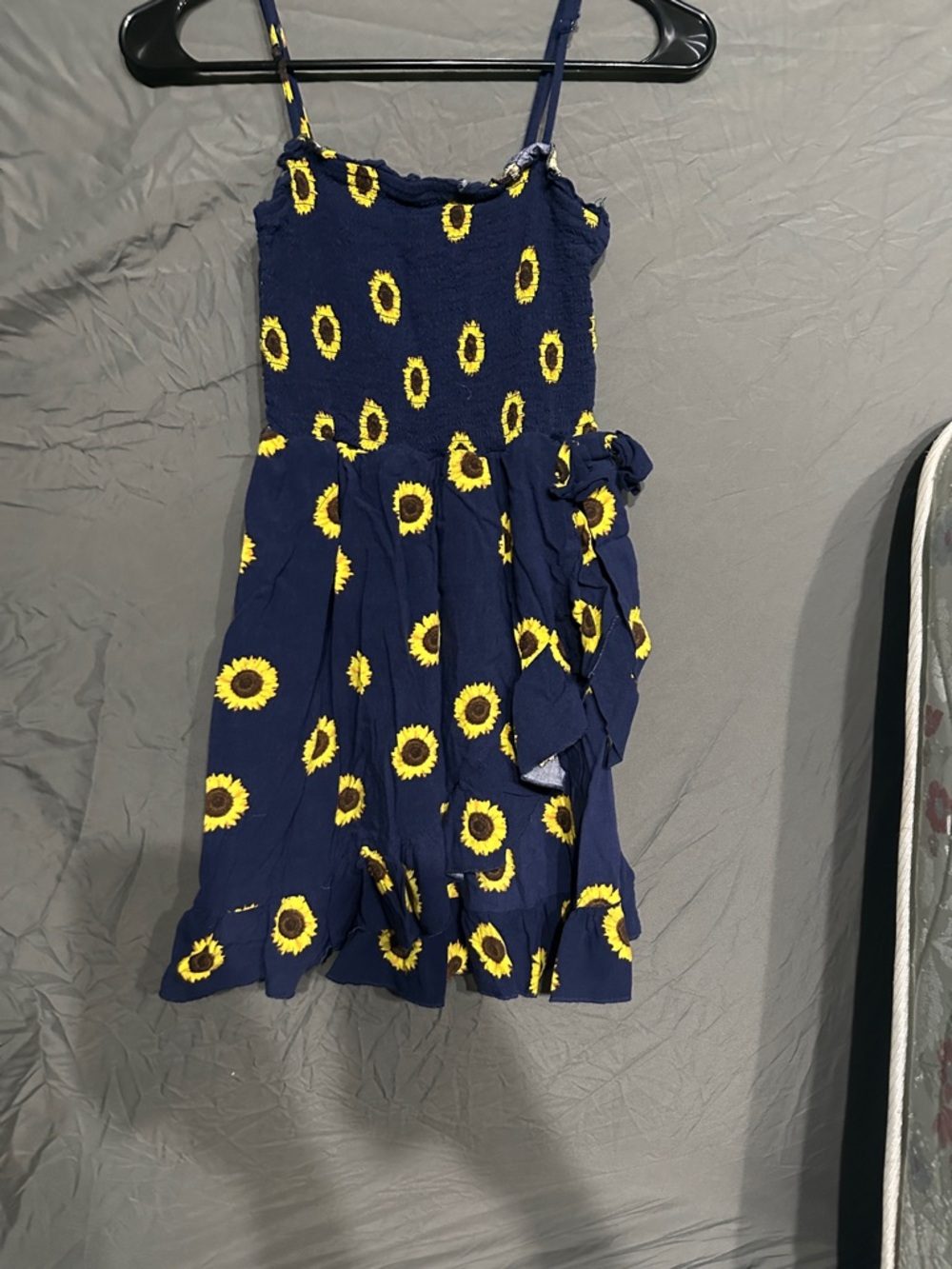 J for Justify Navy Mini Skirt with Yellow Sunflower Print